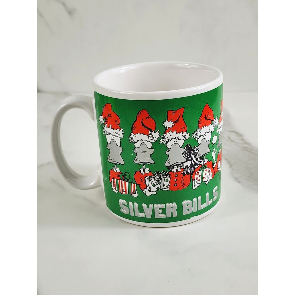 Enesco Silver Bills Duck Coffee Mug Teacup 12oz Green 3 3/4" Korea 1989 Vintage